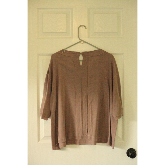 H BY BORDEAUX XL Soft Loose Sweater Top 3/4 Slv Boat Neck Brown - Picture 10 of 10